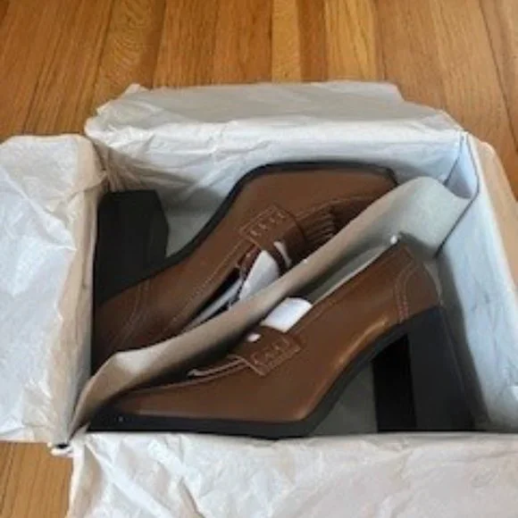 Marc Fisher Hamish Block Heel Loafer, Size 6.5, Brown, Brand New Never Worn - Picture 2 of 5